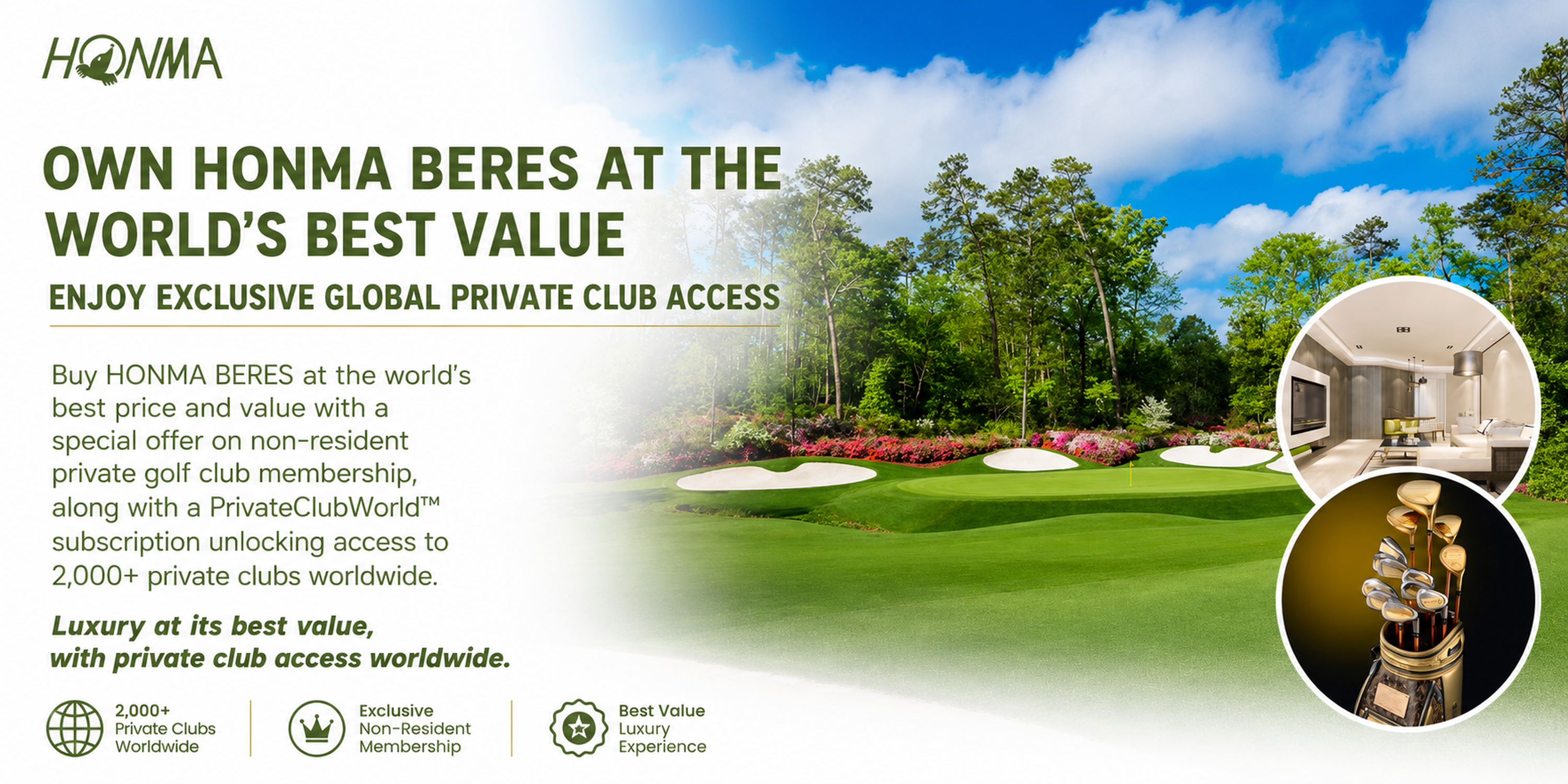 HONMA BERES private golf club membership offer